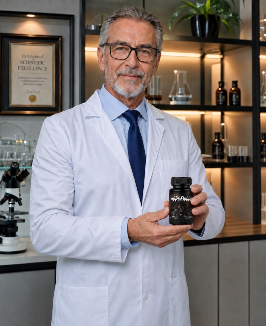 Horsewood specialist holding the bottle